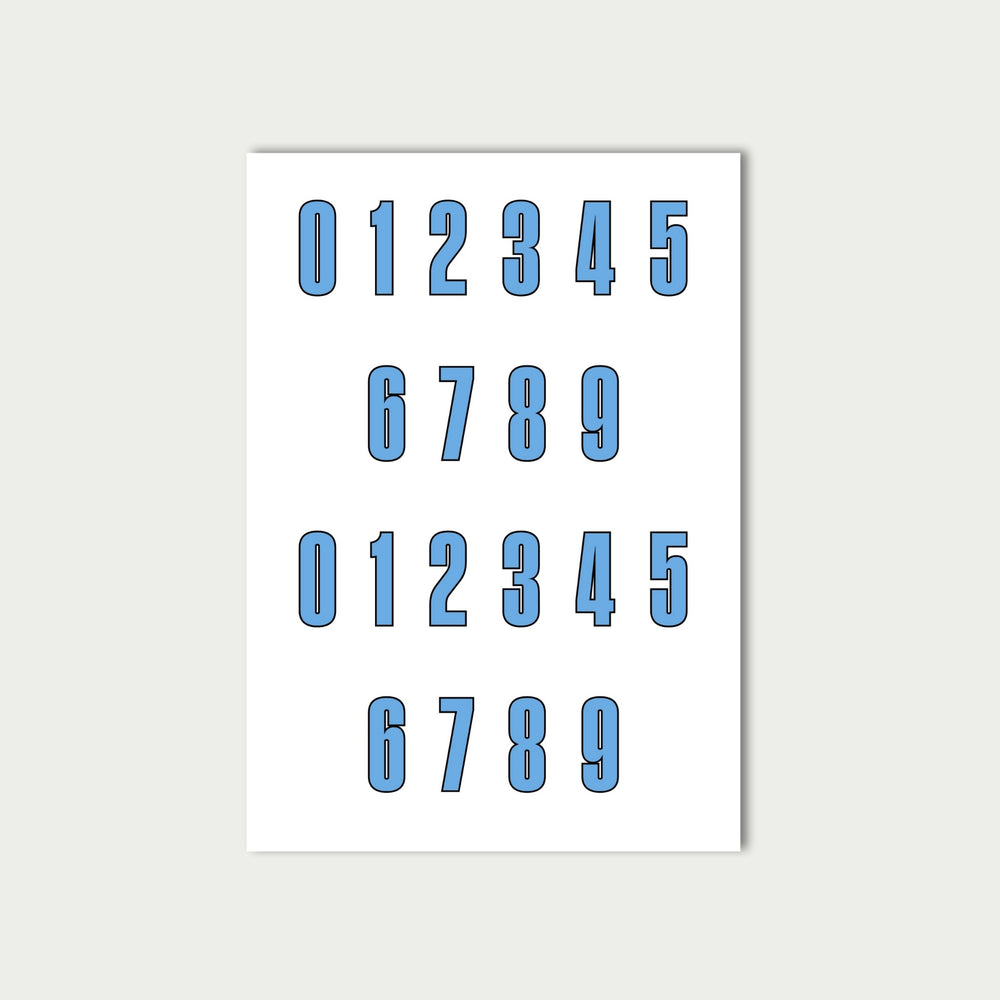 Baby Blue Number Stickers Sheet