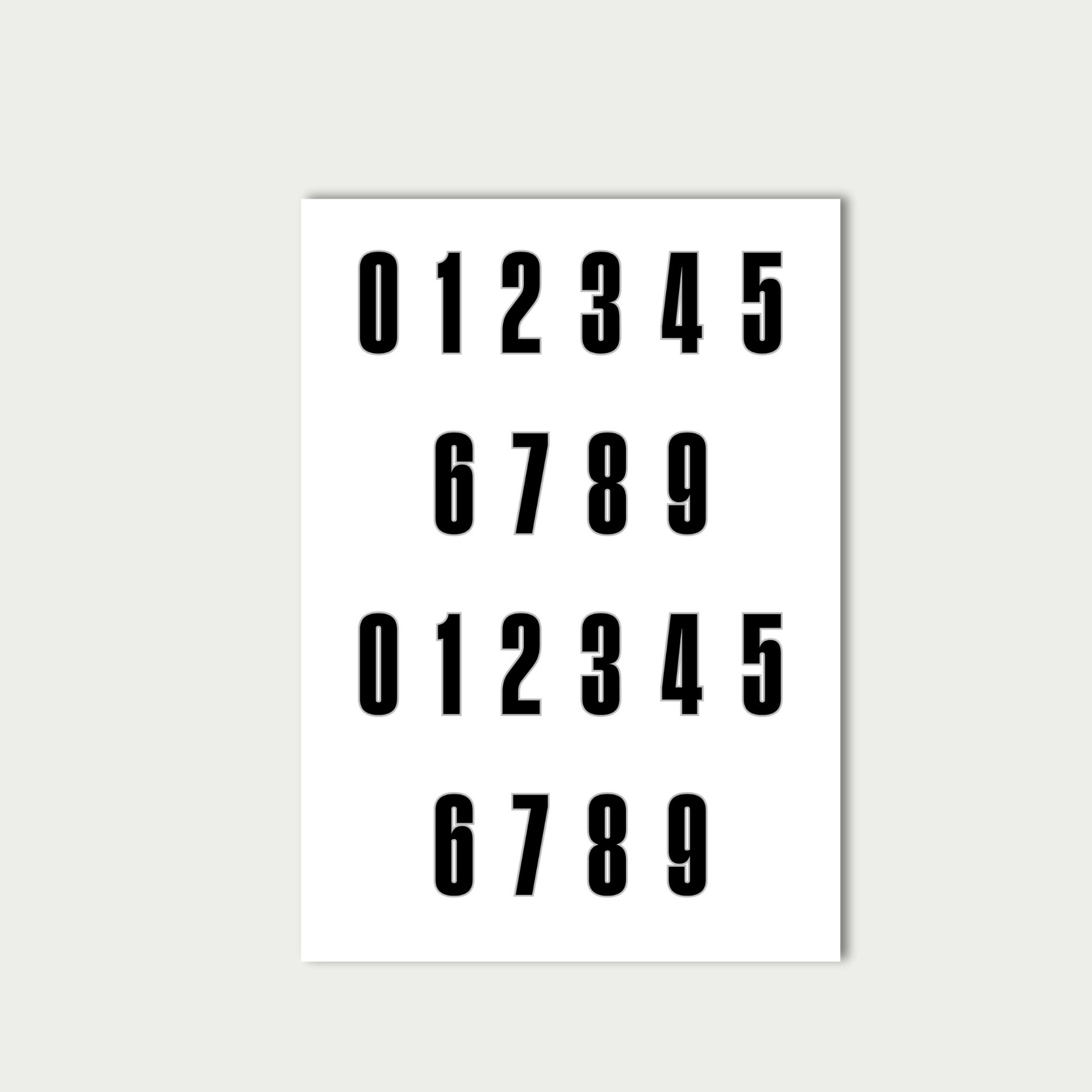 Black Number Stickers Sheet