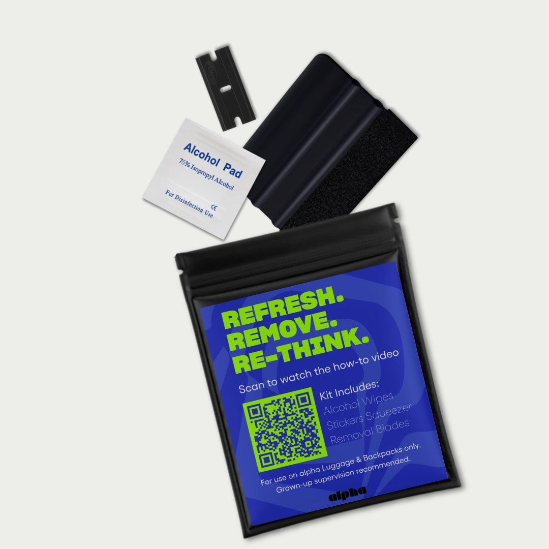 stickers kit when you want to do cleaning before attaching adhesive stickers and removing with a plastic blade by alpha