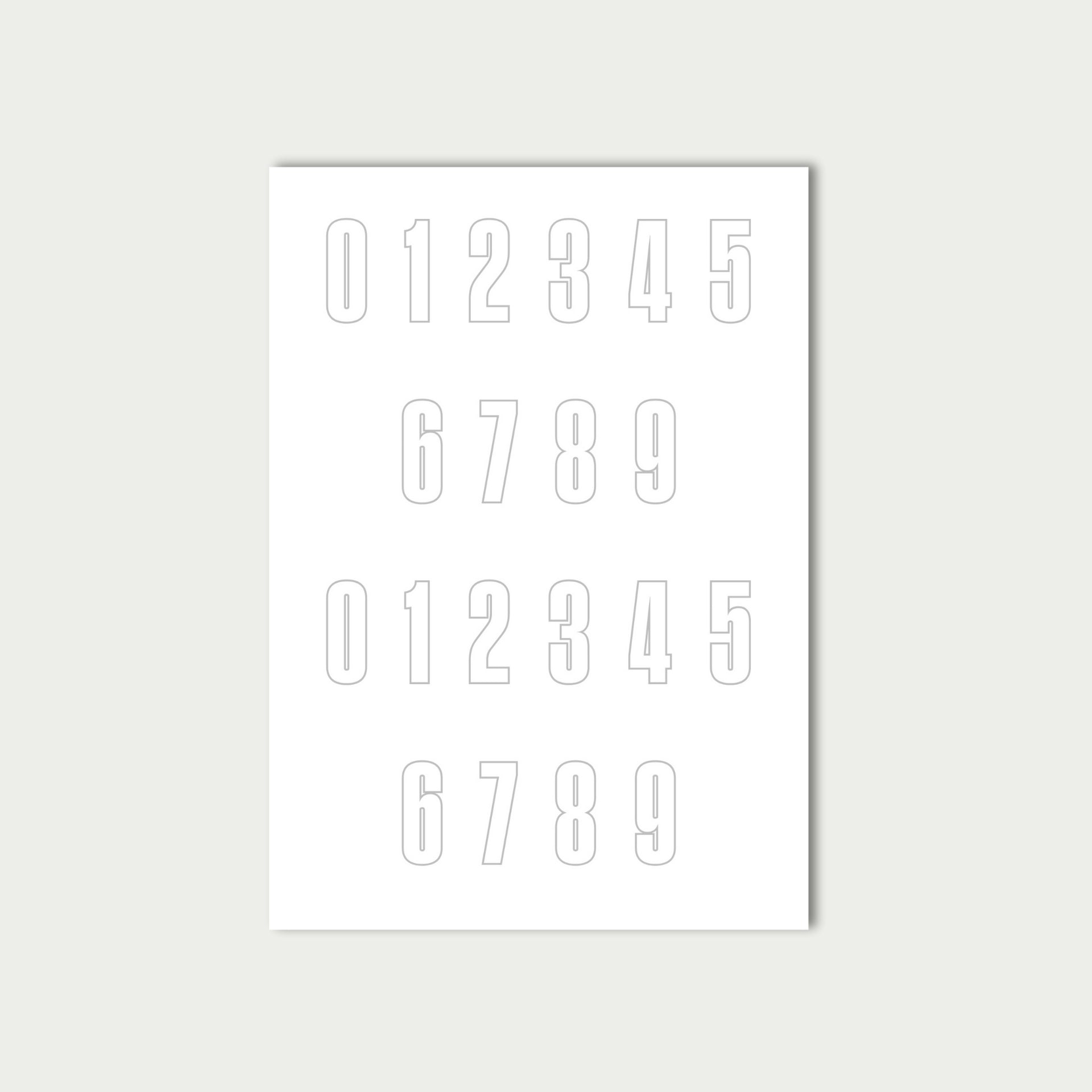 White Number Stickers Sheet