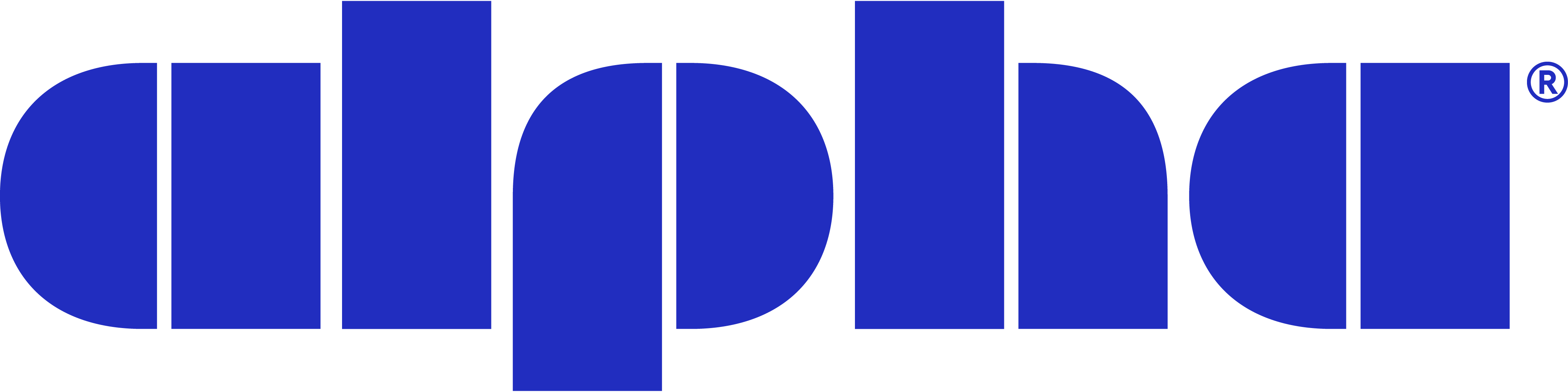 Alpha trademark in blue