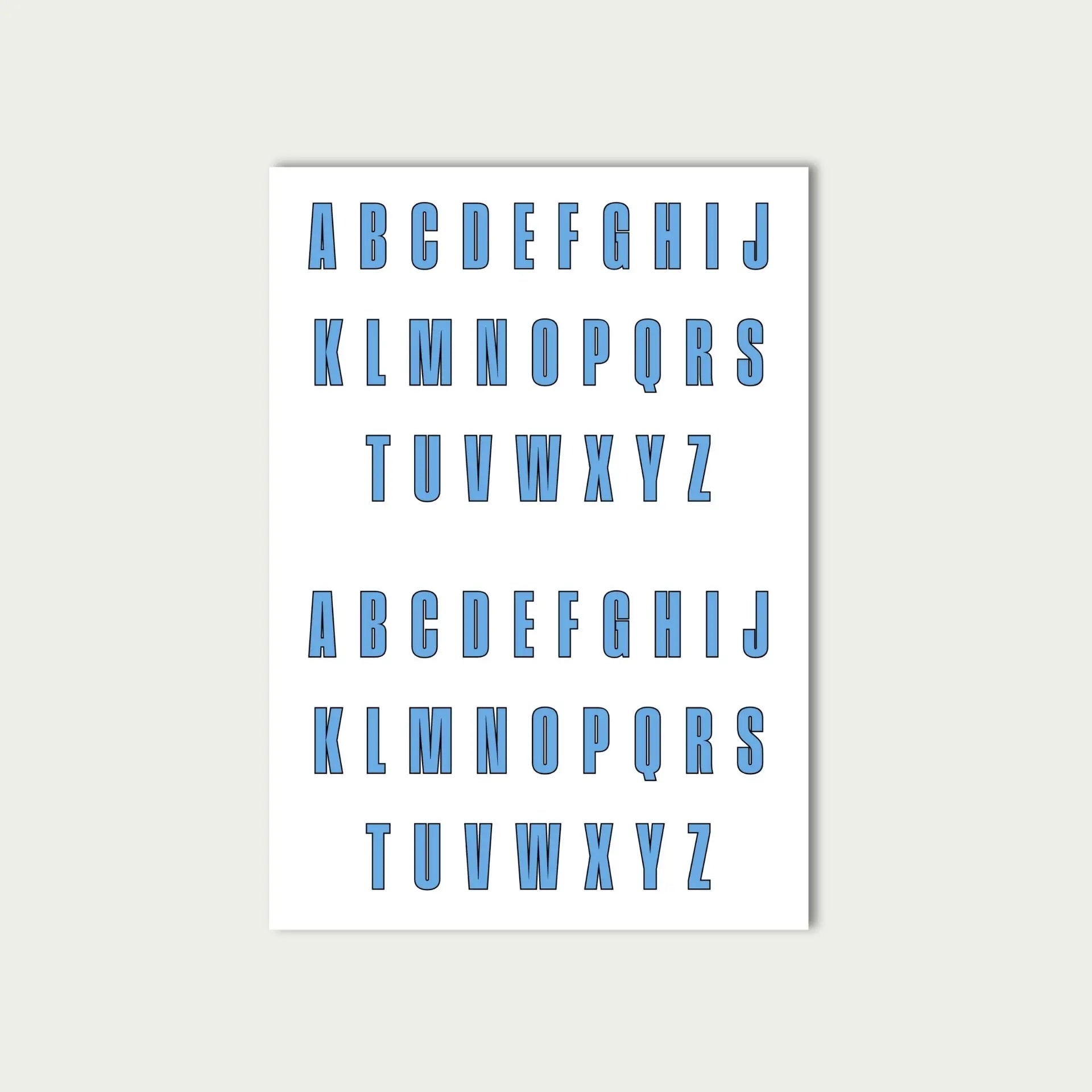 Baby Blue Letter Stickers Sheet by alpha®