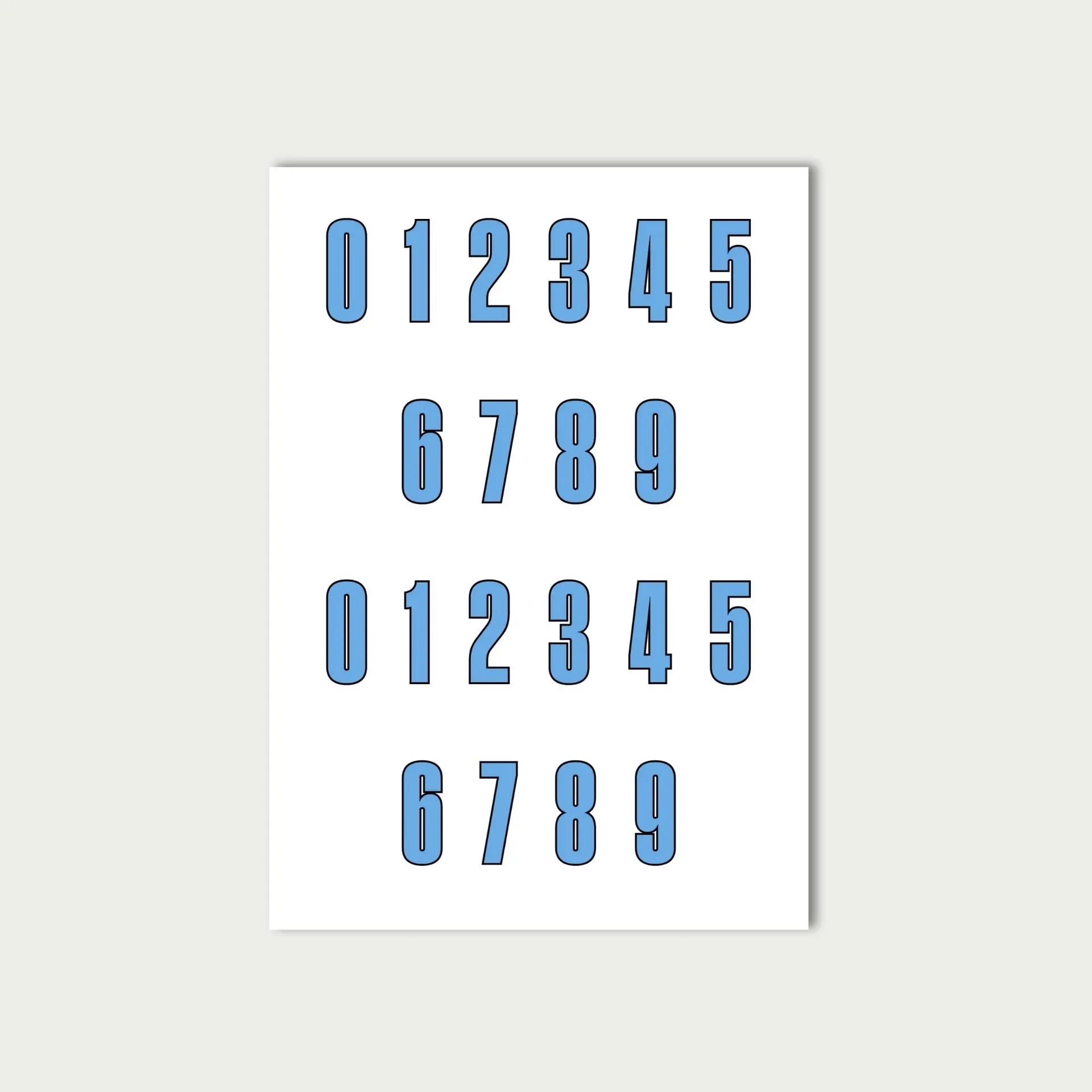 Baby Blue Number Stickers Sheet by alpha®