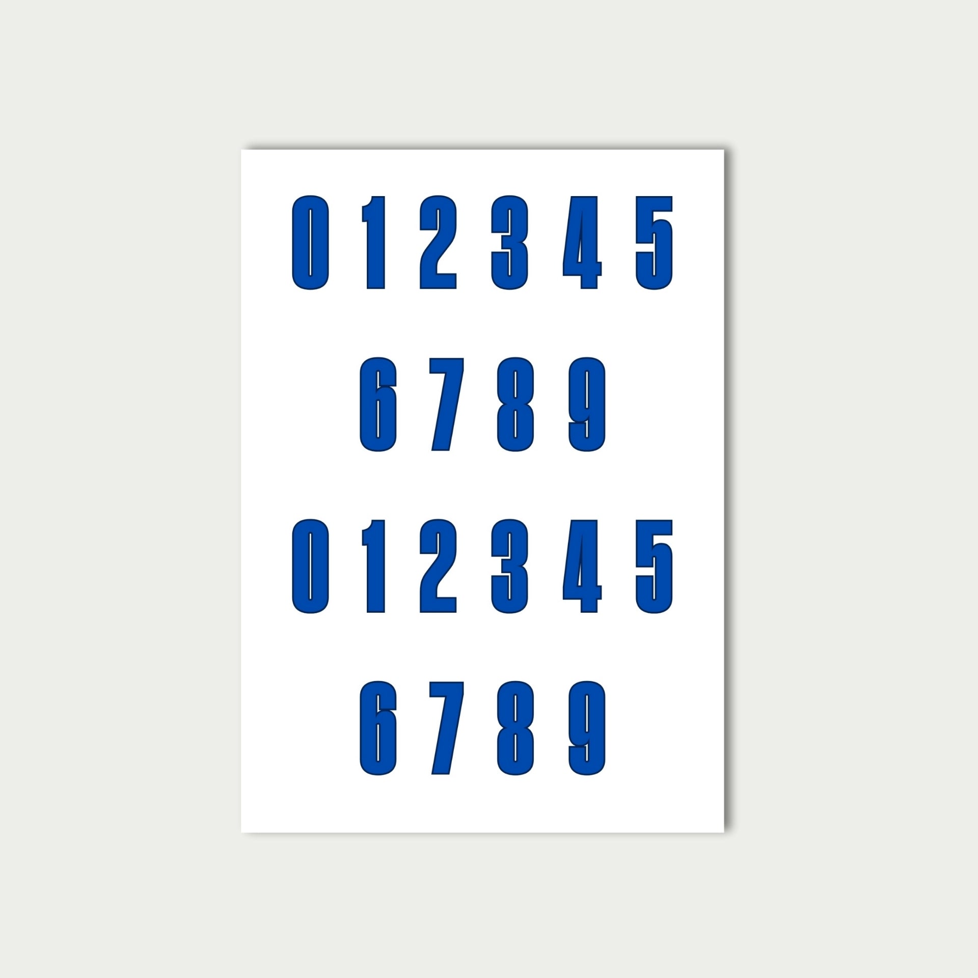 Blue Number Stickers Sheet