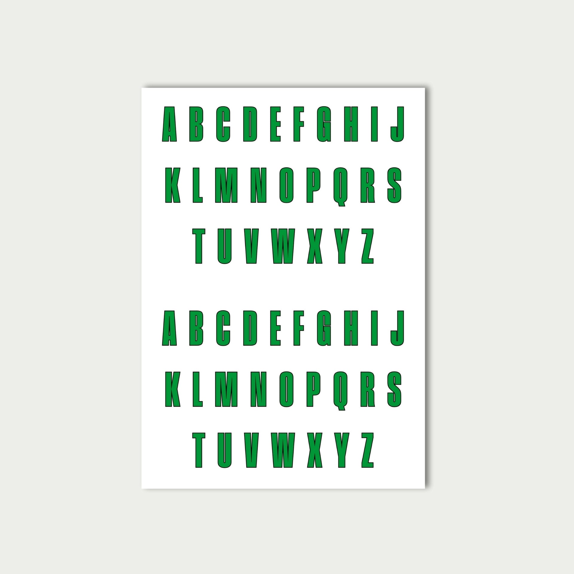 Green Letter Stickers Sheet