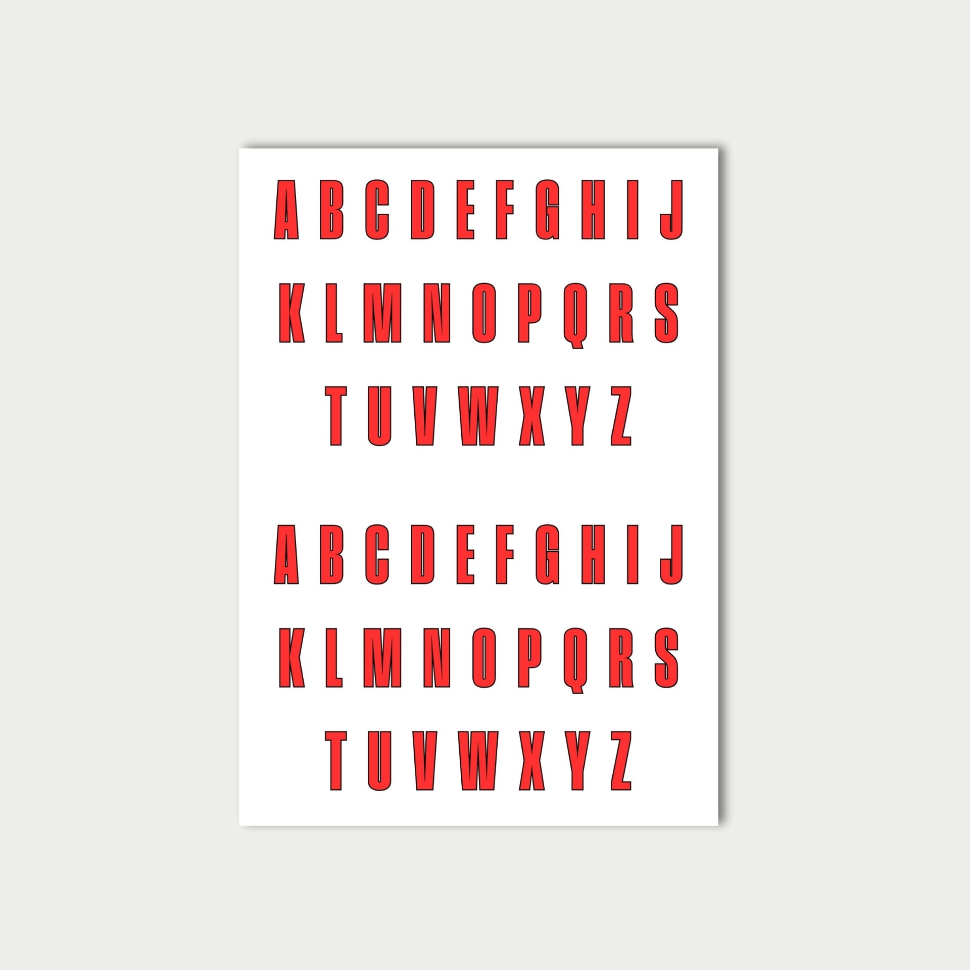 Red Letter Stickers Sheet