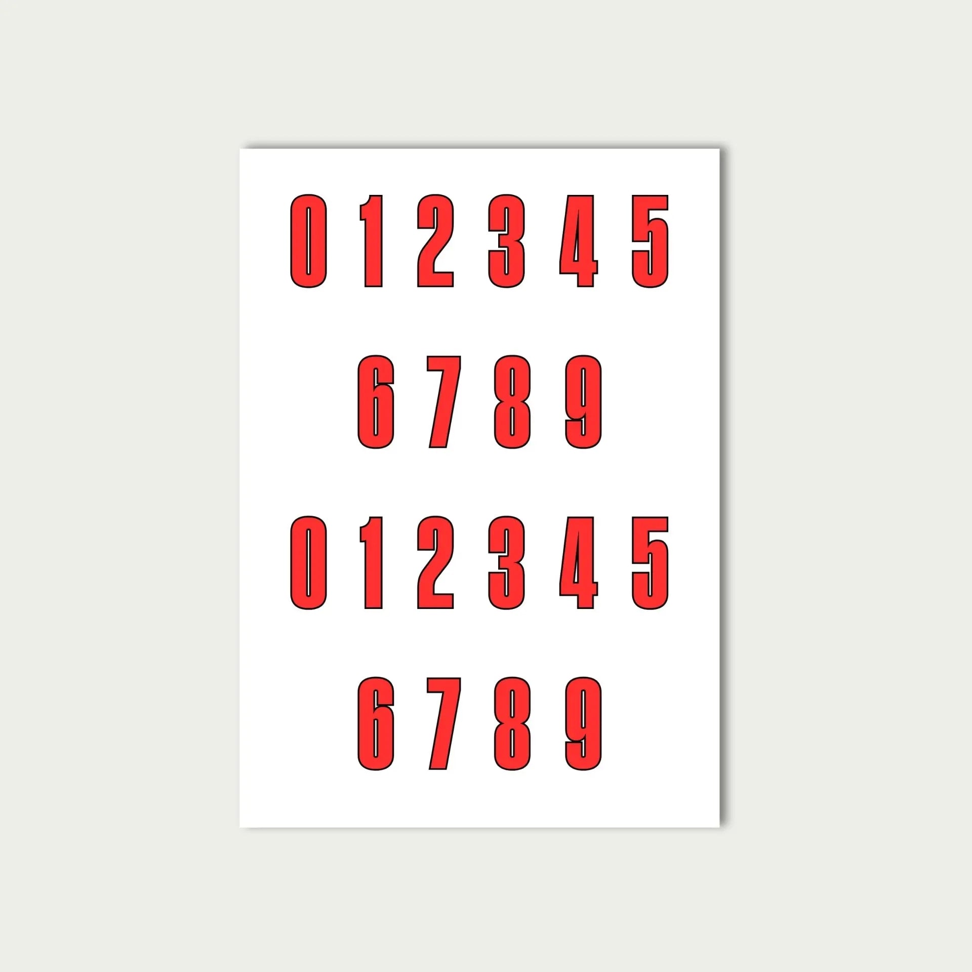Red Number Stickers Sheet by alpha®