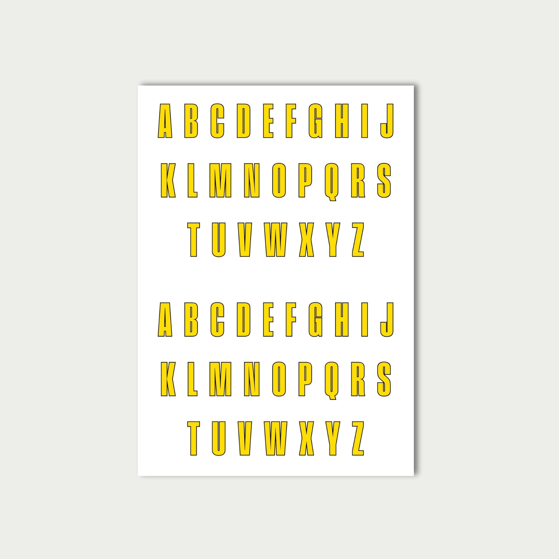 Yellow Letter Stickers Sheet