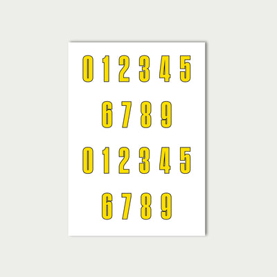 Yellow Number Stickers Sheet